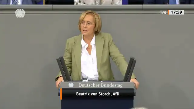Left-wing Israel-hater gets a dressing-down and makes a threatening gesture! - Beatrix von Storch...