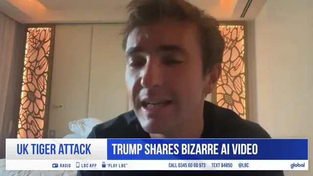 Simon Marks reacts to 'staggering' AI video of Trump wrestling tiger