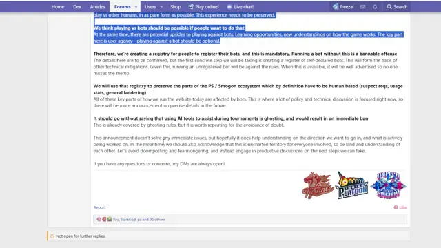 Pokemon Showdown Just Announced Their Bot Policy...